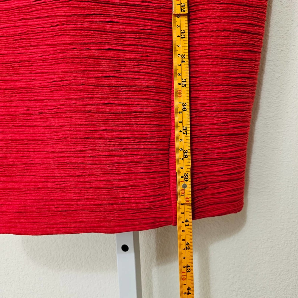 NUE by Shani Women's Red Form Fitting Short Sleeve Shirred Zipper Dress Sz M - Picture 12 of 15